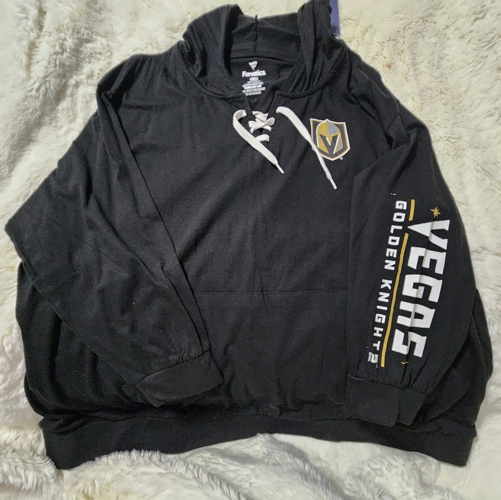 Women's Black Vegas Golden Knights Plus Size Lace-Up Pullover Hoodie